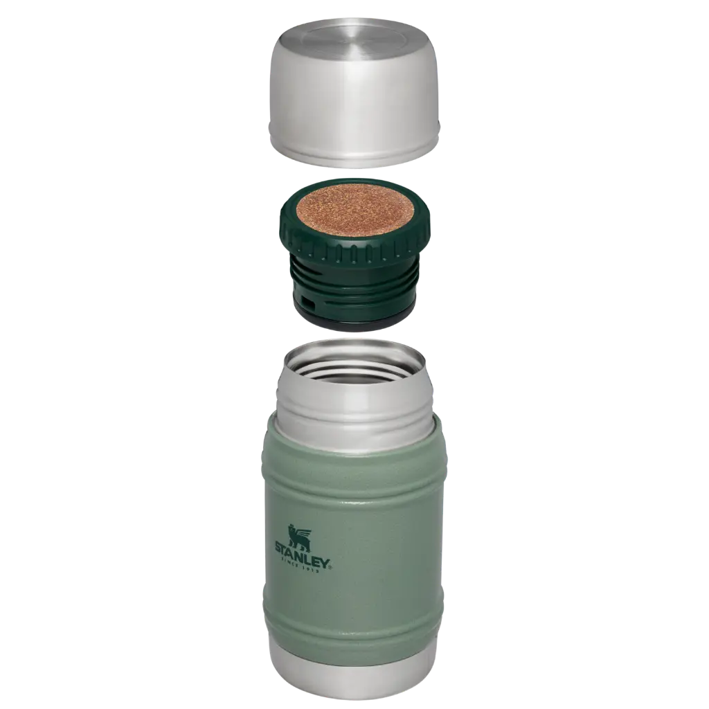 Web_PNG_Square-The Artisan Thermal Food Jar 17oz - 0.50L - Hammertone Green - Hero Exploded.webp