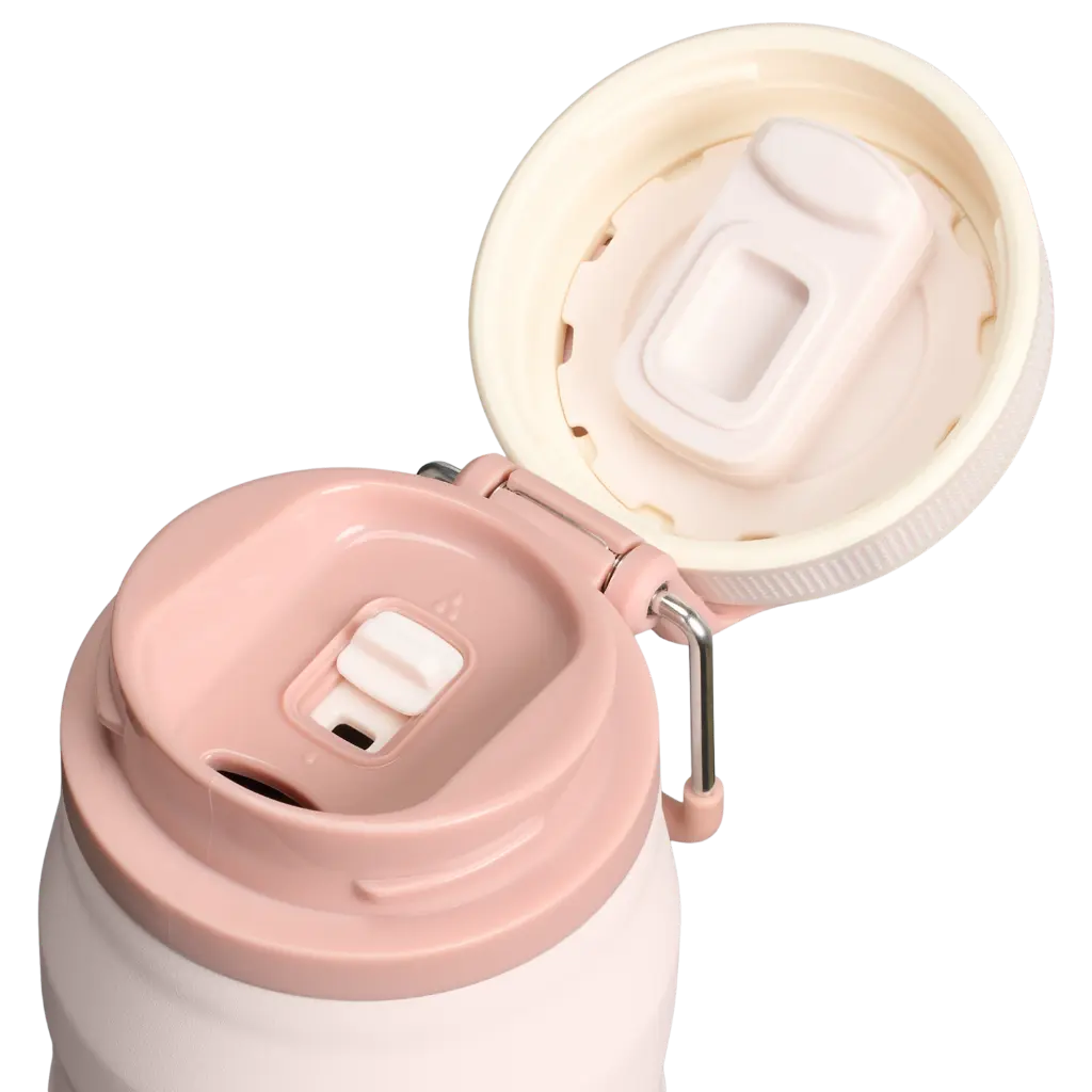 Web_PNG_Square-FACE+FORCE The IceFlow Aerolight Bottle Twist Flip 24OZ - Rose Quartz - Lid Detail.webp