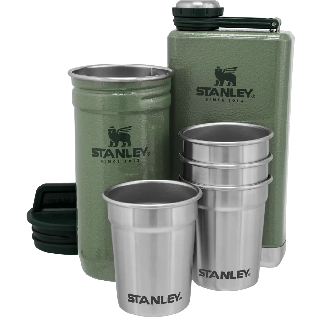 Web_PNG_Square-Adventure Pre-Party Shotglass + Flask Set Hammertone Green-1.webp